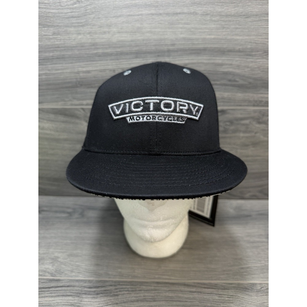 Victory Motorcycles USA Black Baseball Hat Flat Skip Cap New Travel Adjustable